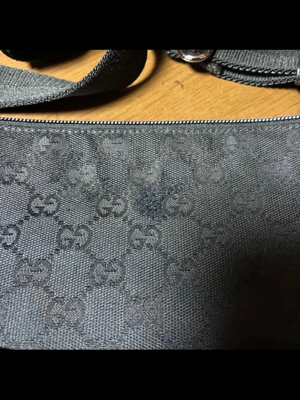 Gucci Black Monogram Messenger Crossbody Bag